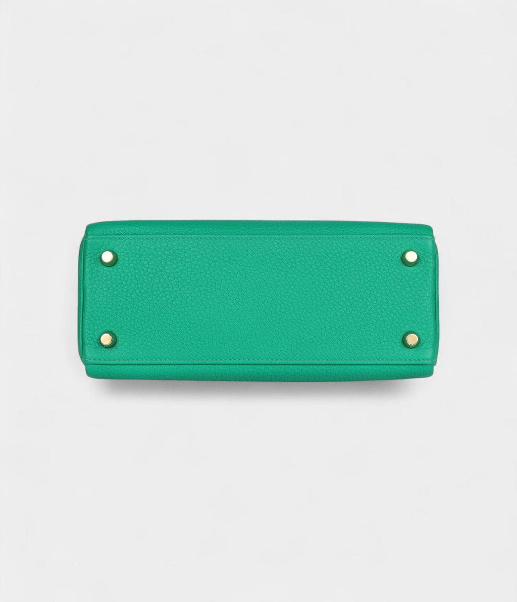 Hermes Kelly 25 Menthe Togo and Varanus Niloticus Lizard Touch Permabrass Hardware