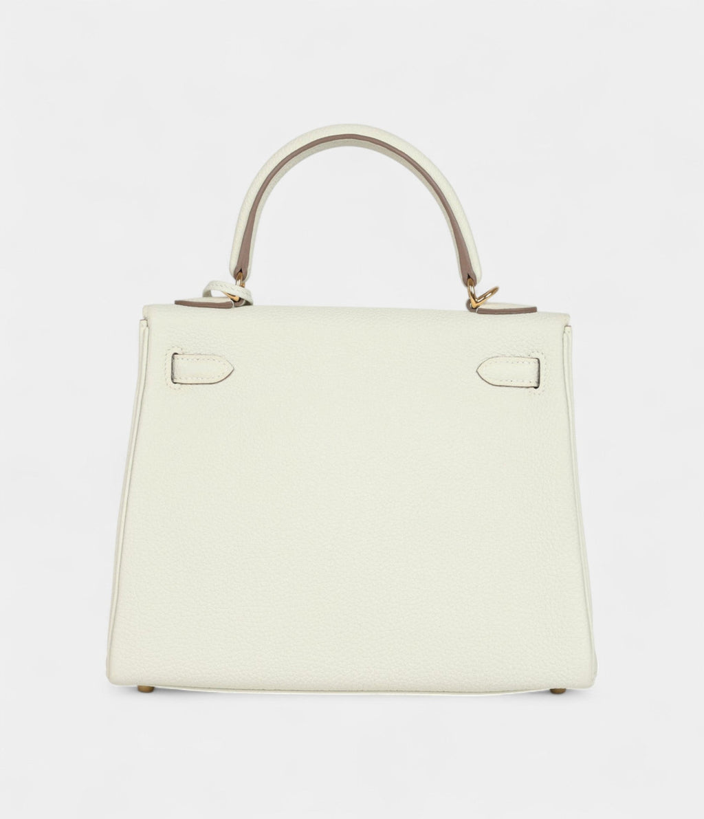 Hermes Kelly 25 Mushroom Togo Gold Hardware