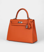 Hermes Kelly 25 Orange Epsom Palladium Hardware