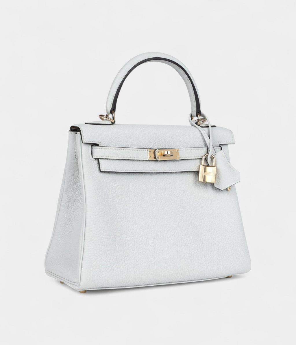 Hermes Kelly 25 Platinum Grey Togo Permabrass Hardware