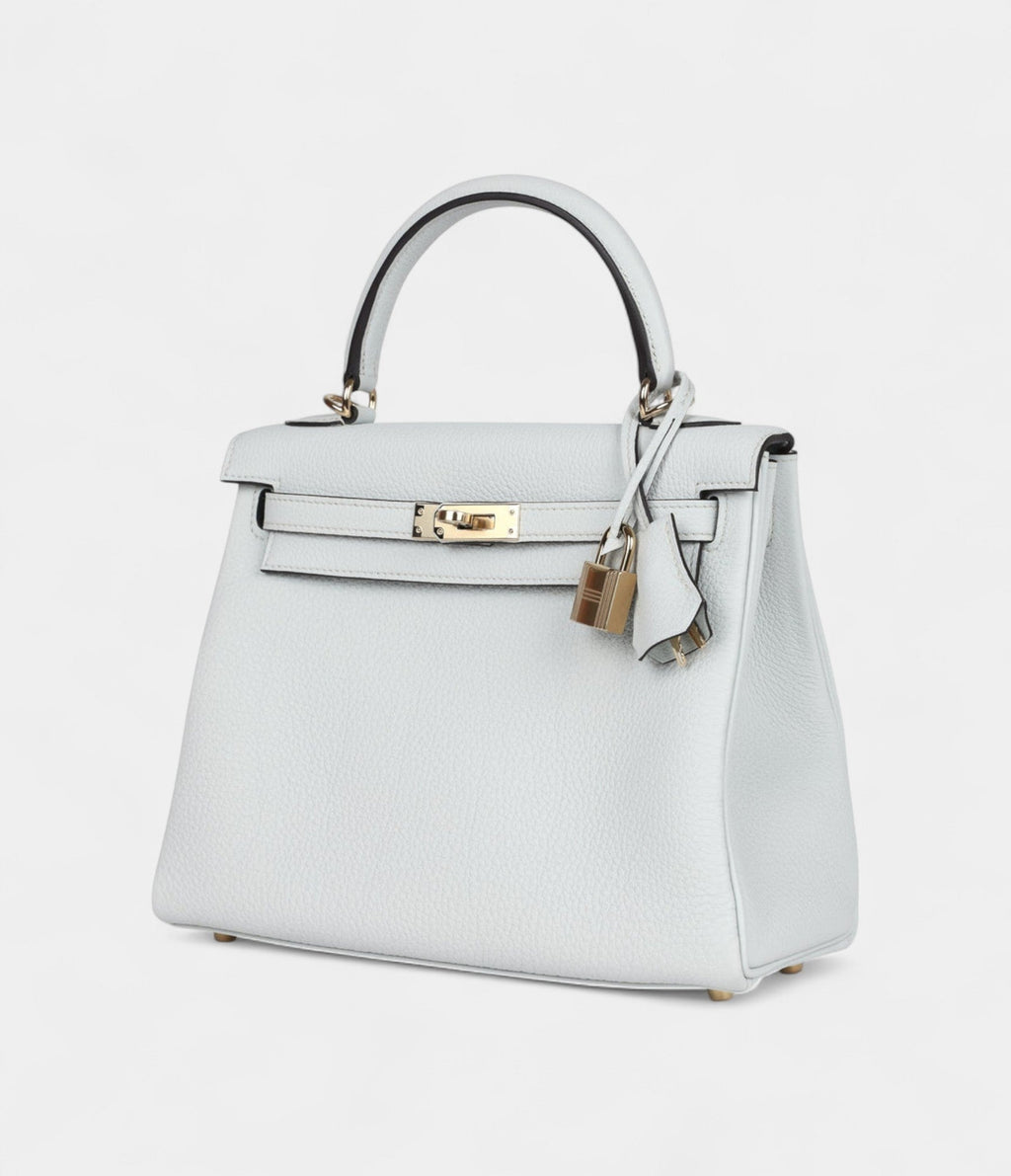 Hermes Kelly 25 Platinum Grey Togo Permabrass Hardware