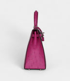 Hermes Kelly 25 Rose Purple Ostrich Palladium Hardware