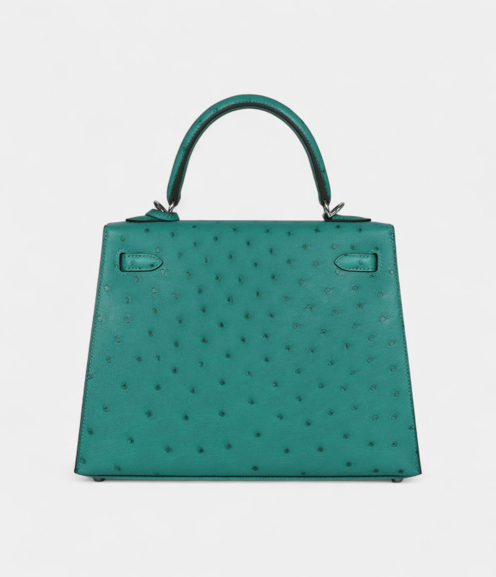 Hermes Kelly 25 Verone Ostrich Palladium Hardware