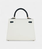Hermes Kelly 25 White and Vert Cypress Epsom Brushed Gold Hardware