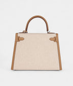 Hermes Kelly 28 Biscuit Toile H Canvas and Swift Palladium Hardware
