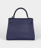 Hermes Kelly 28 Bleu Encre Verso Evercolor Palladium Hardware