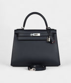 Hermes Kelly 28 Bleu Obscur Verso Sombrero Palladium Hardware