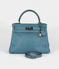 Hermes Kelly 28 Blue Jean Gulliver Palladium Hardware