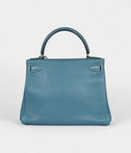 Hermes Kelly 28 Blue Jean Gulliver Palladium Hardware