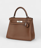 Hermes Kelly 28 Chestnut Evercolor Palladium Hardware