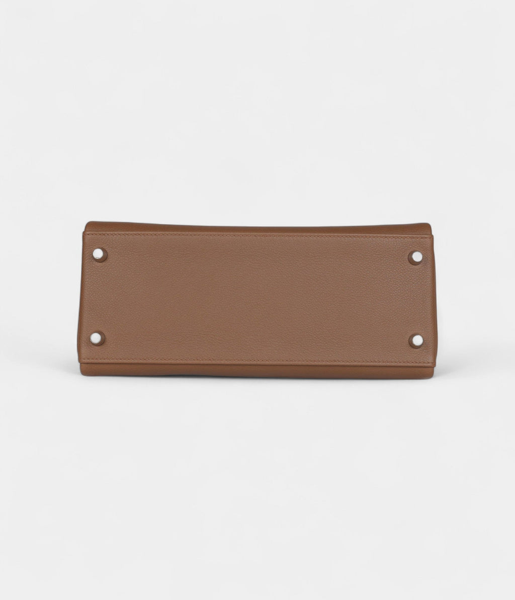 Hermes Kelly 28 Chestnut Evercolor Palladium Hardware