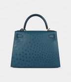 Hermes Kelly 28 Cobalt Ostrich Gold Hardware