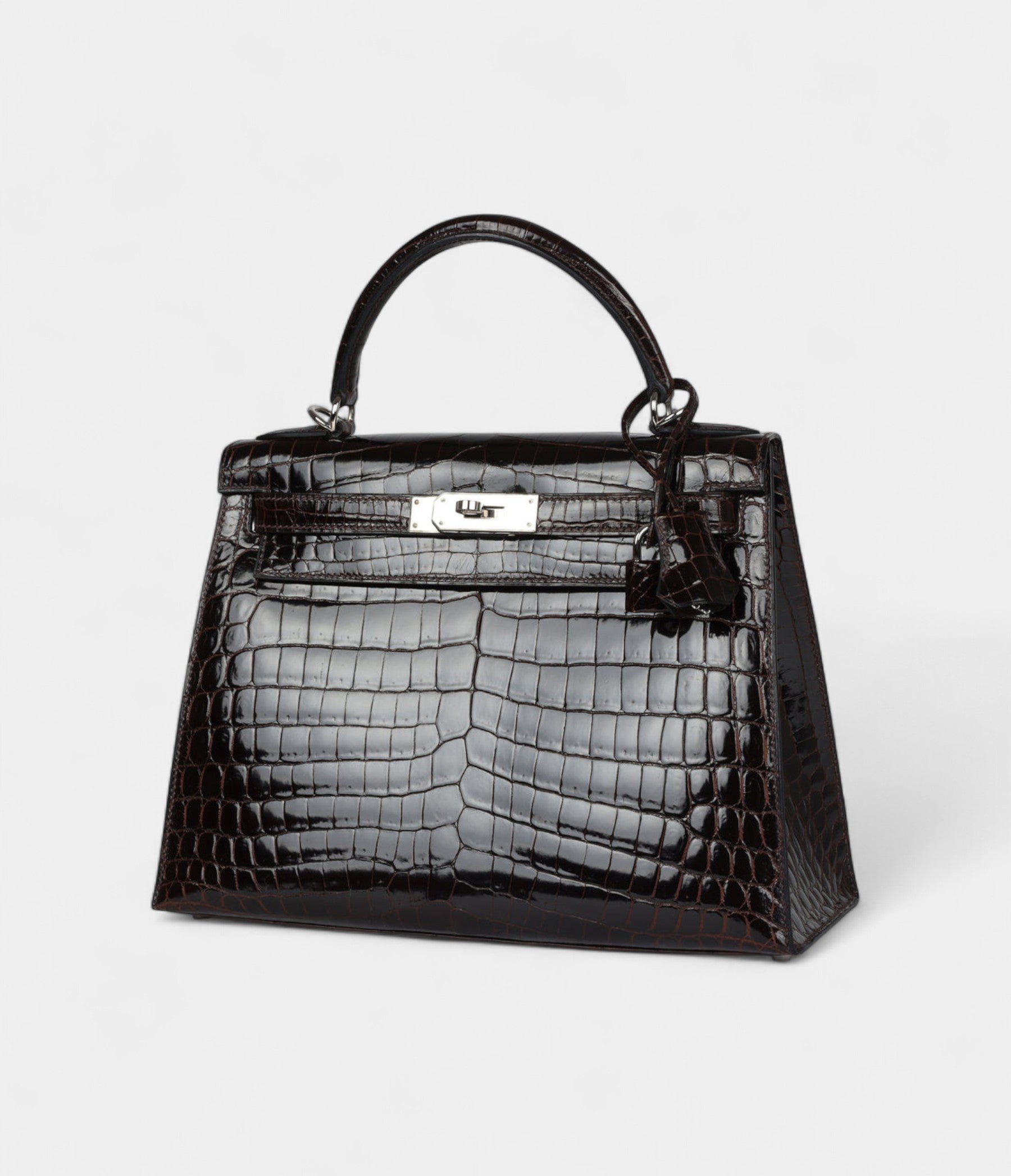 Hermes Kelly 28 Cocoan Shiny Niloticus Crocodile Palladium Hardware
