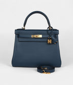 Hermes Kelly 28 Deep Bleu Evercolor Gold Hardware