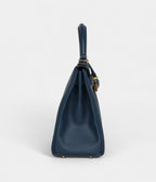 Hermes Kelly 28 Deep Bleu Evercolor Gold Hardware