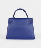 Hermes Kelly 28 Electric Blue Tadelakt Gold Hardware