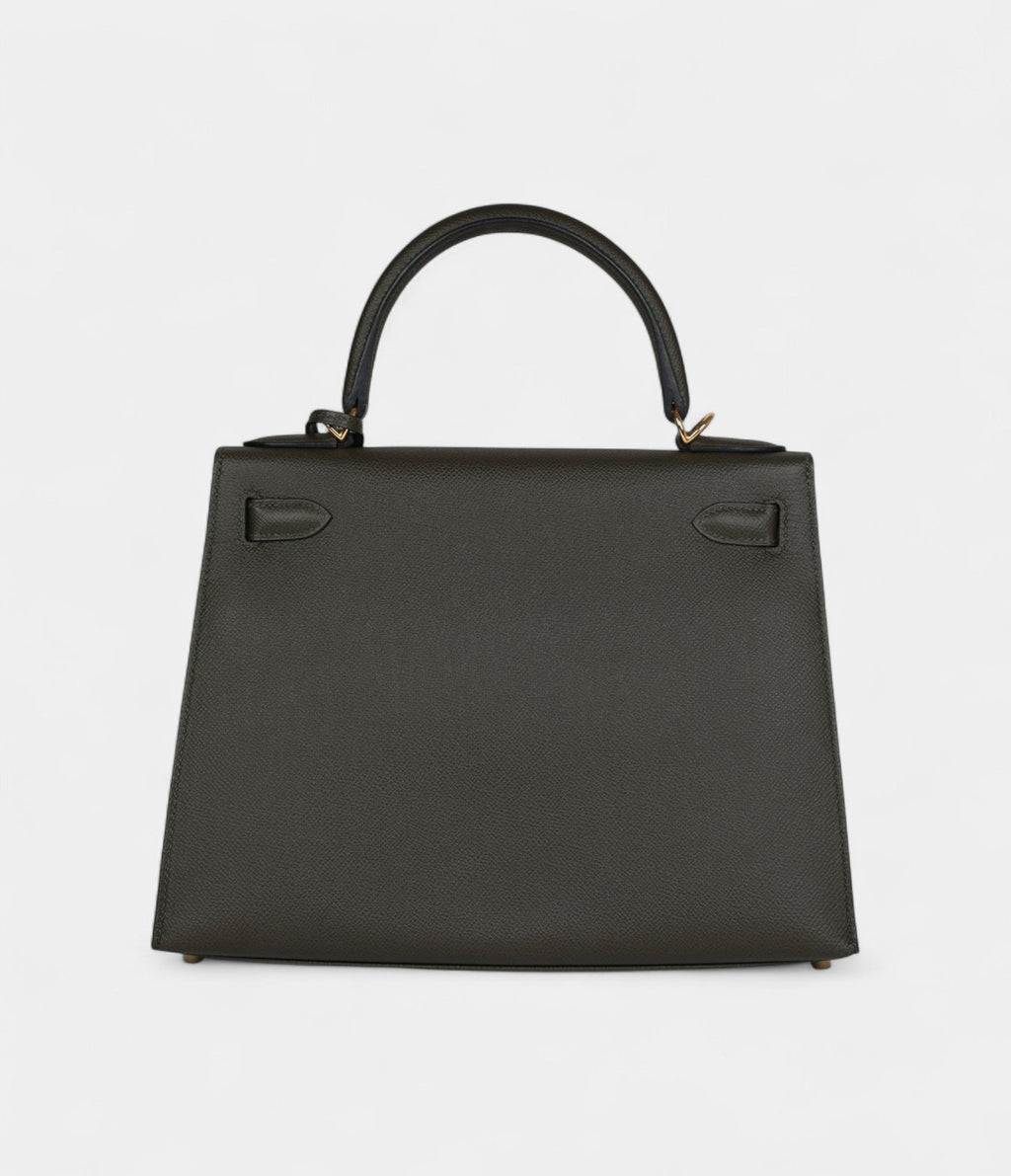 Hermes Kelly 28 Green Grey Epsom Gold Hardware