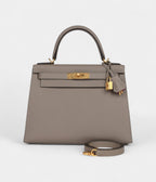 Hermes Kelly 28 Gris Asphalte Verso Epsom Brushed Gold Hardware