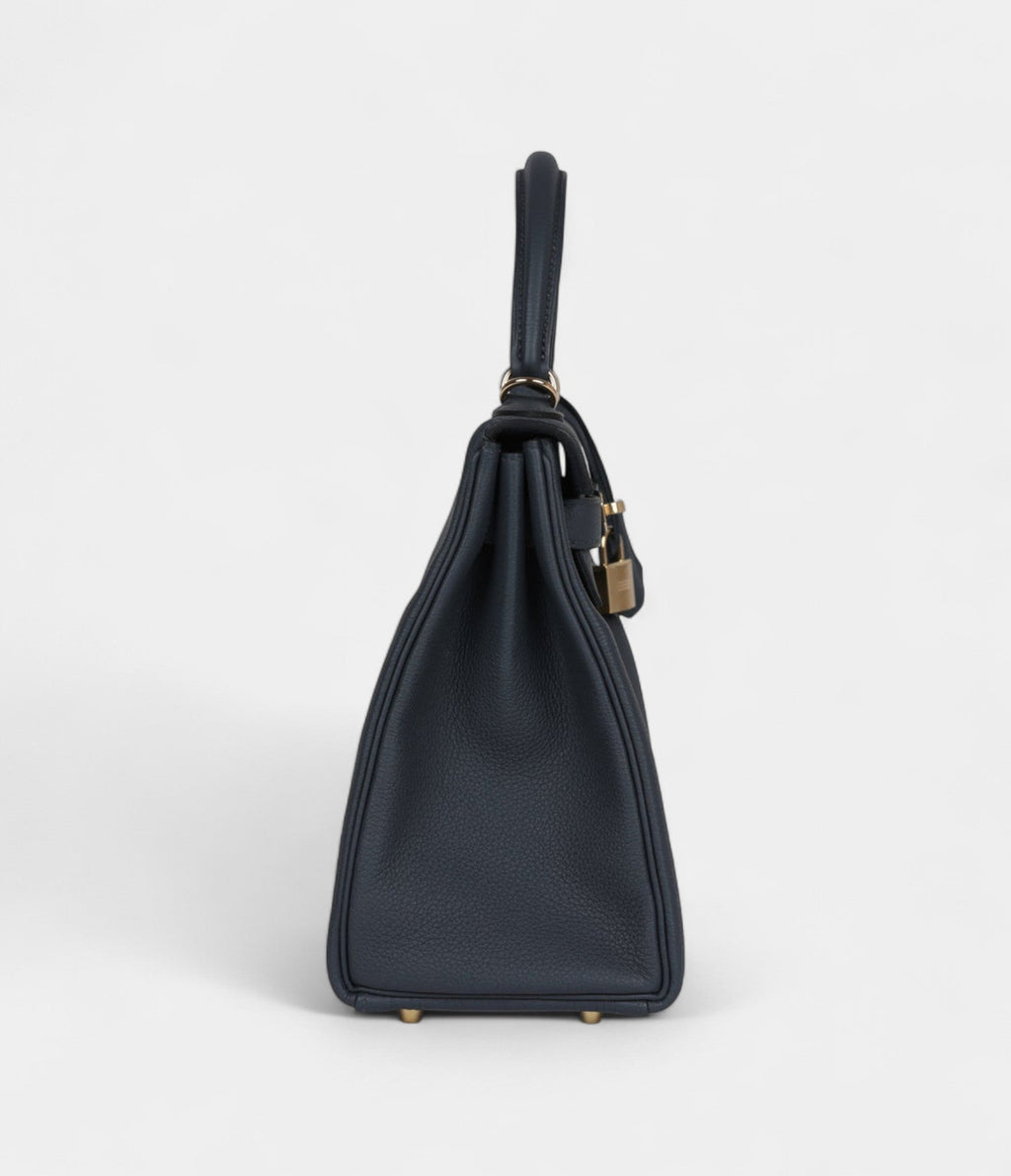 Hermes Kelly 28 Gris Misty Togo Permabrass Hardware