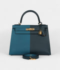 Hermes Kelly 28 Jacket Cypres and Vert Bosphore Epsom Gold Hardware