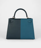 Hermes Kelly 28 Jacket Cypres and Vert Bosphore Epsom Gold Hardware