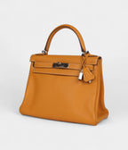 Hermes Kelly 28 Mustard Clemence Palladium Hardware