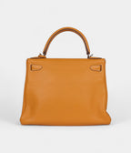 Hermes Kelly 28 Mustard Clemence Palladium Hardware
