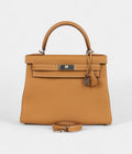 Hermes Kelly 28 Natural Sand Togo Palladium Hardware