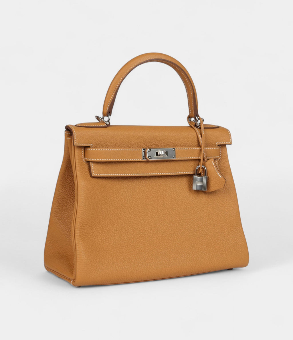 Hermes Kelly 28 Natural Sand Togo Palladium Hardware