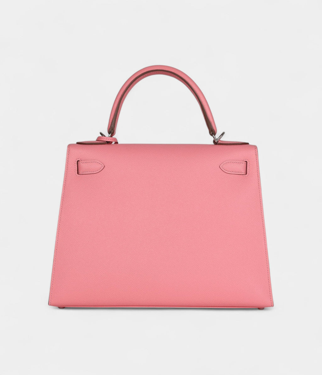 Hermes Kelly 28 Rose Confetti Epsom Palladium Hardware
