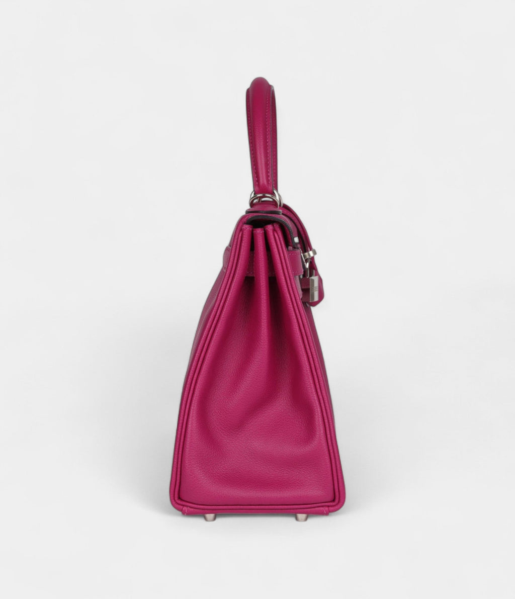 Hermes Kelly 28 Rose Poupre Evercolor Palladium Hardware