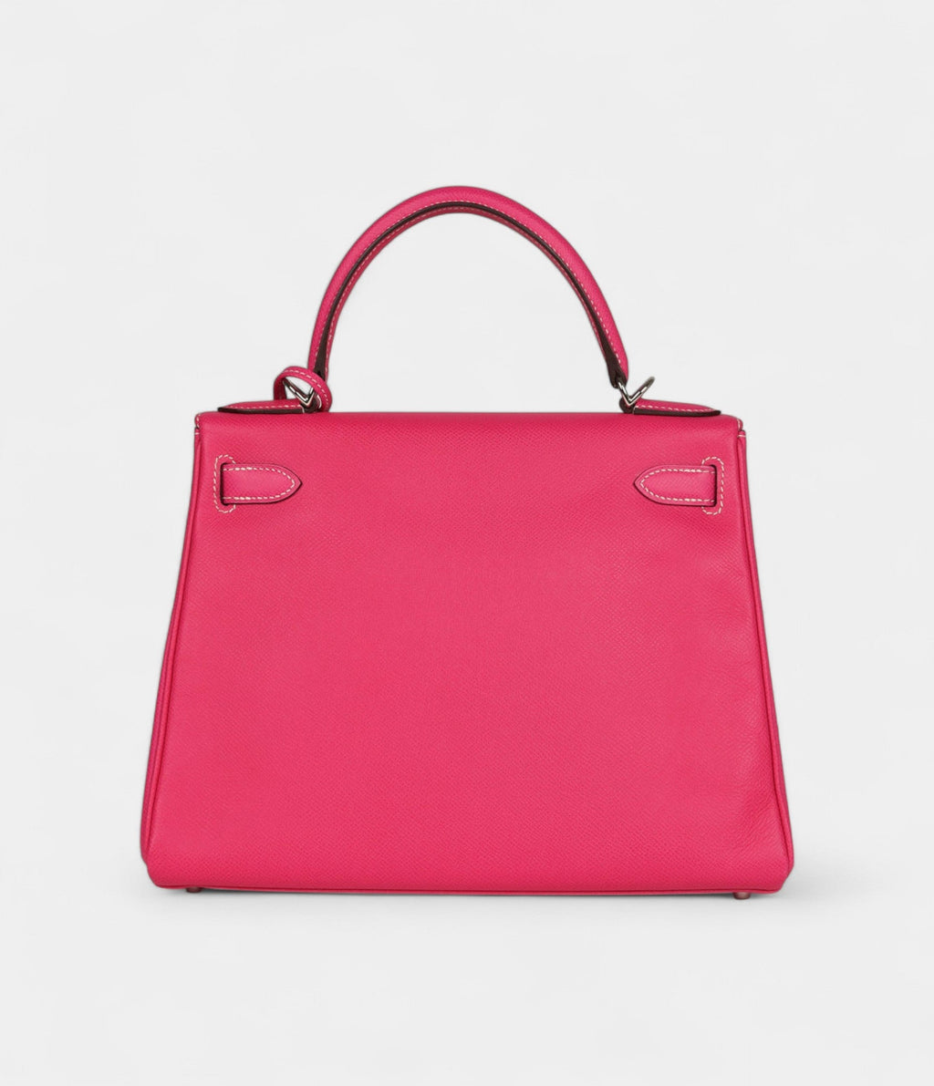 Hermes Kelly 28 Rose Tyrien Candy Epsom Palladium Hardware