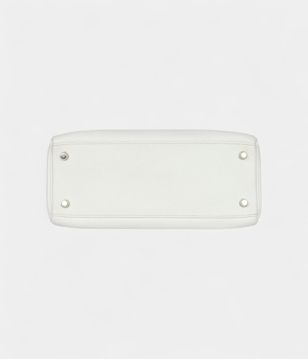 Hermes Kelly 28 White Clemence Palladium Hardware