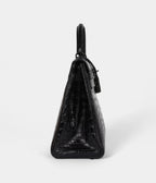 Hermes Kelly 32 Black Matte Niloticus Crocodile Black Hardware
