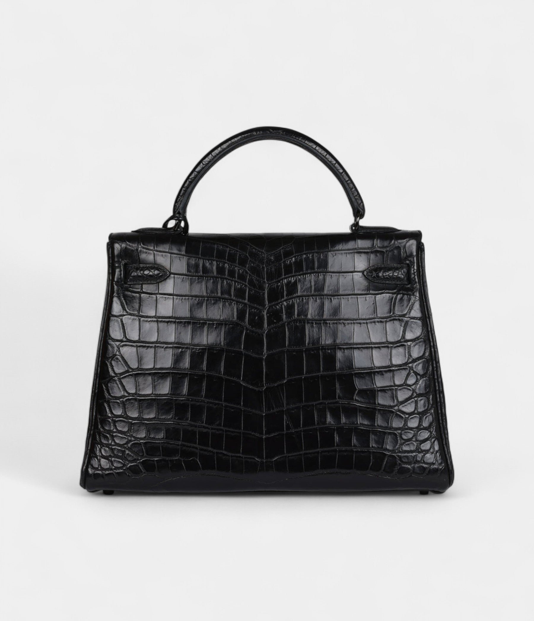 Hermes Kelly 32 Black Matte Niloticus Crocodile Black Hardware