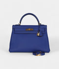 HMKelly 32 Bleu Electric Togo Gold Hardware