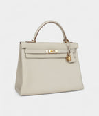Hermes Kelly 32 Craie Togo Gold Hardware
