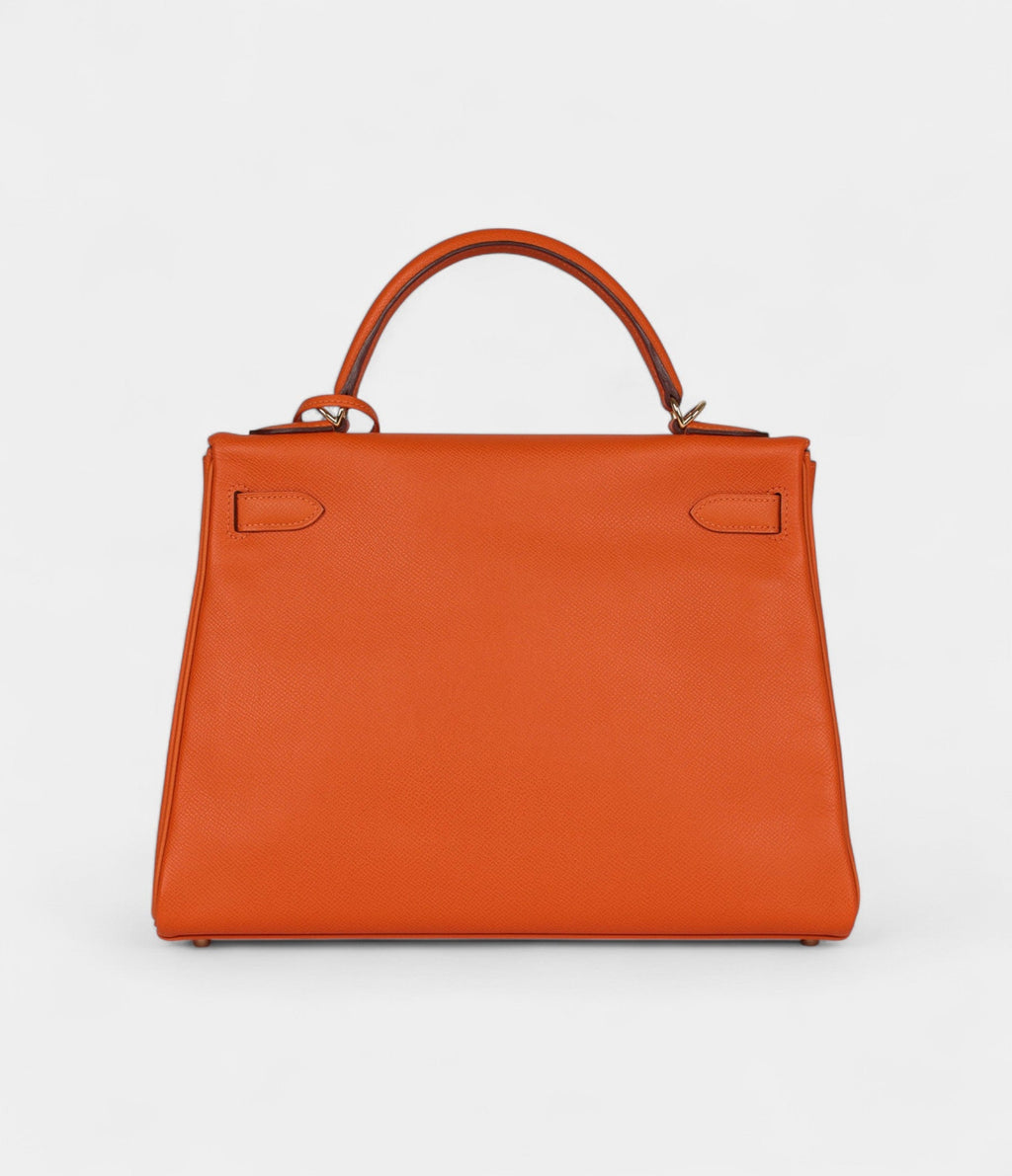 Hermes Kelly 32 Orange H Epsom Gold Hardware