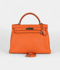 HMKelly 32 Orange Togo Palladium Hardware