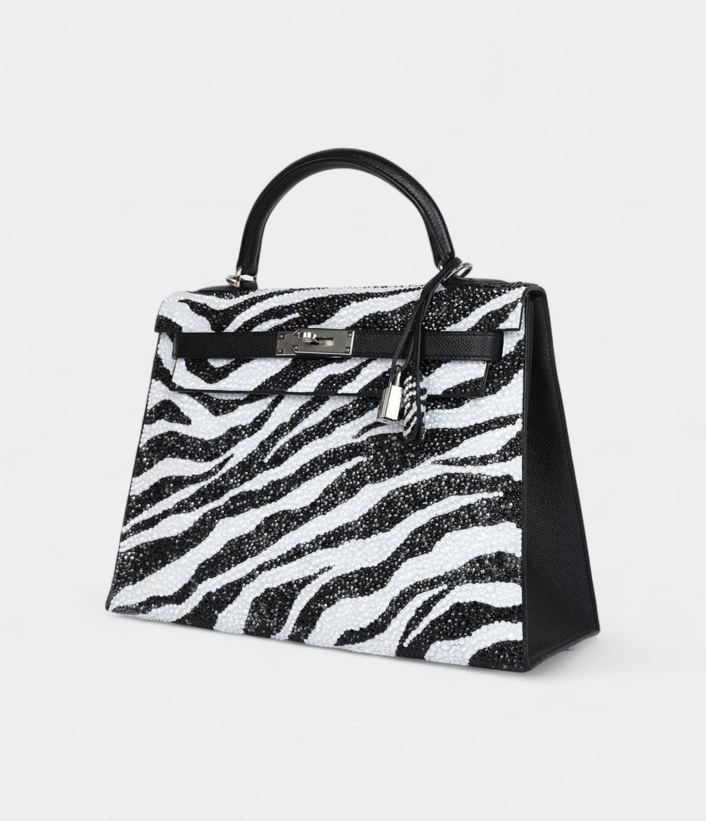 HMKelly 32 Zebra Black Epsom Palladium Hardware