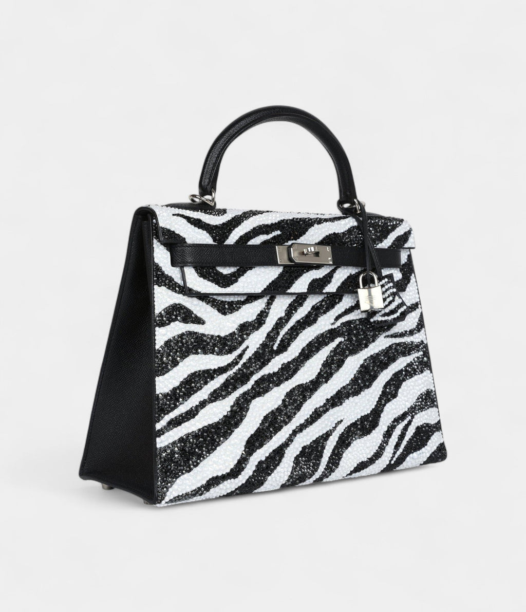 HMKelly 32 Zebra Black Epsom Palladium Hardware