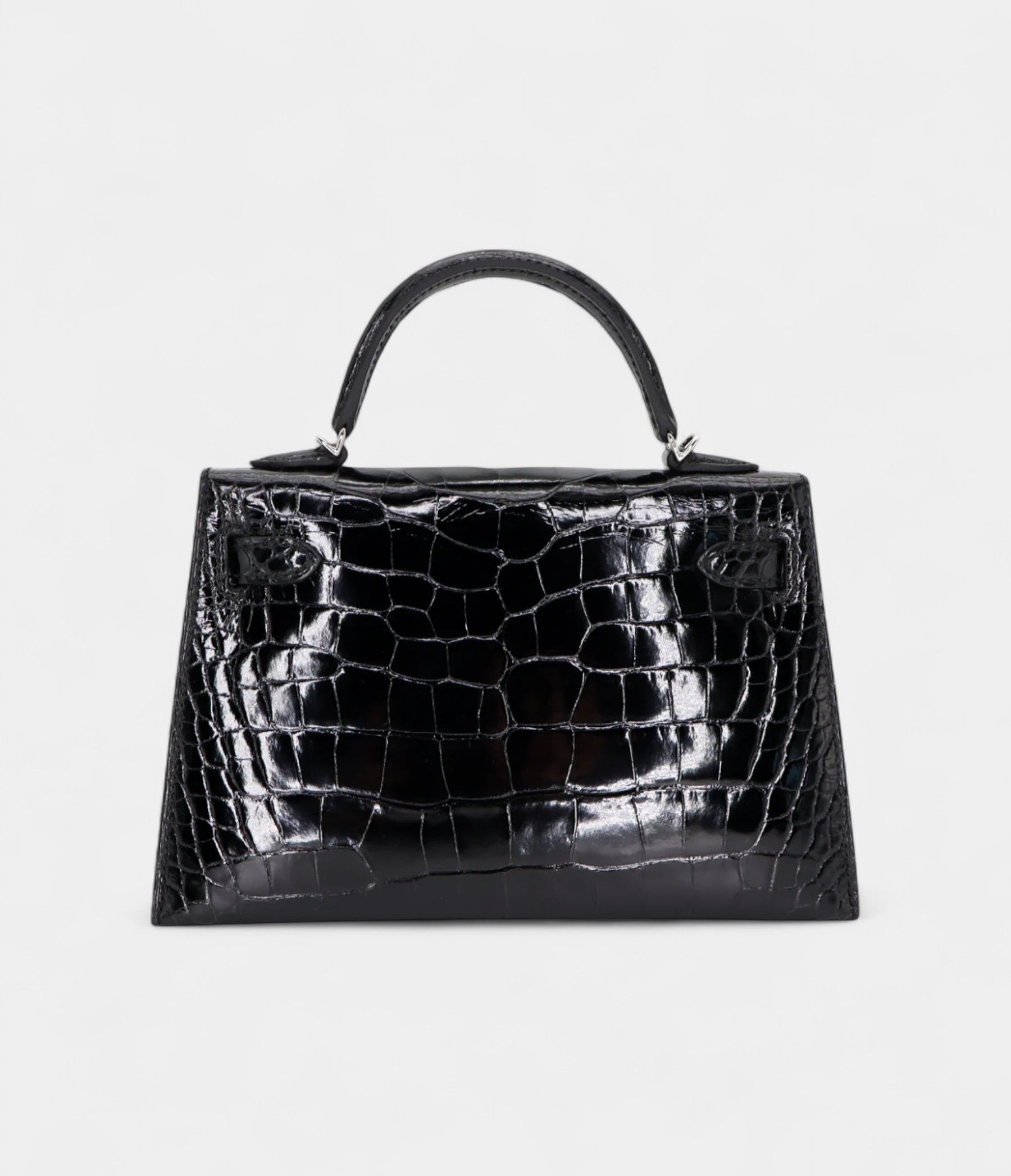 HMKelly II Sellier Mini Black Shiny Alligator Palladium Hardware