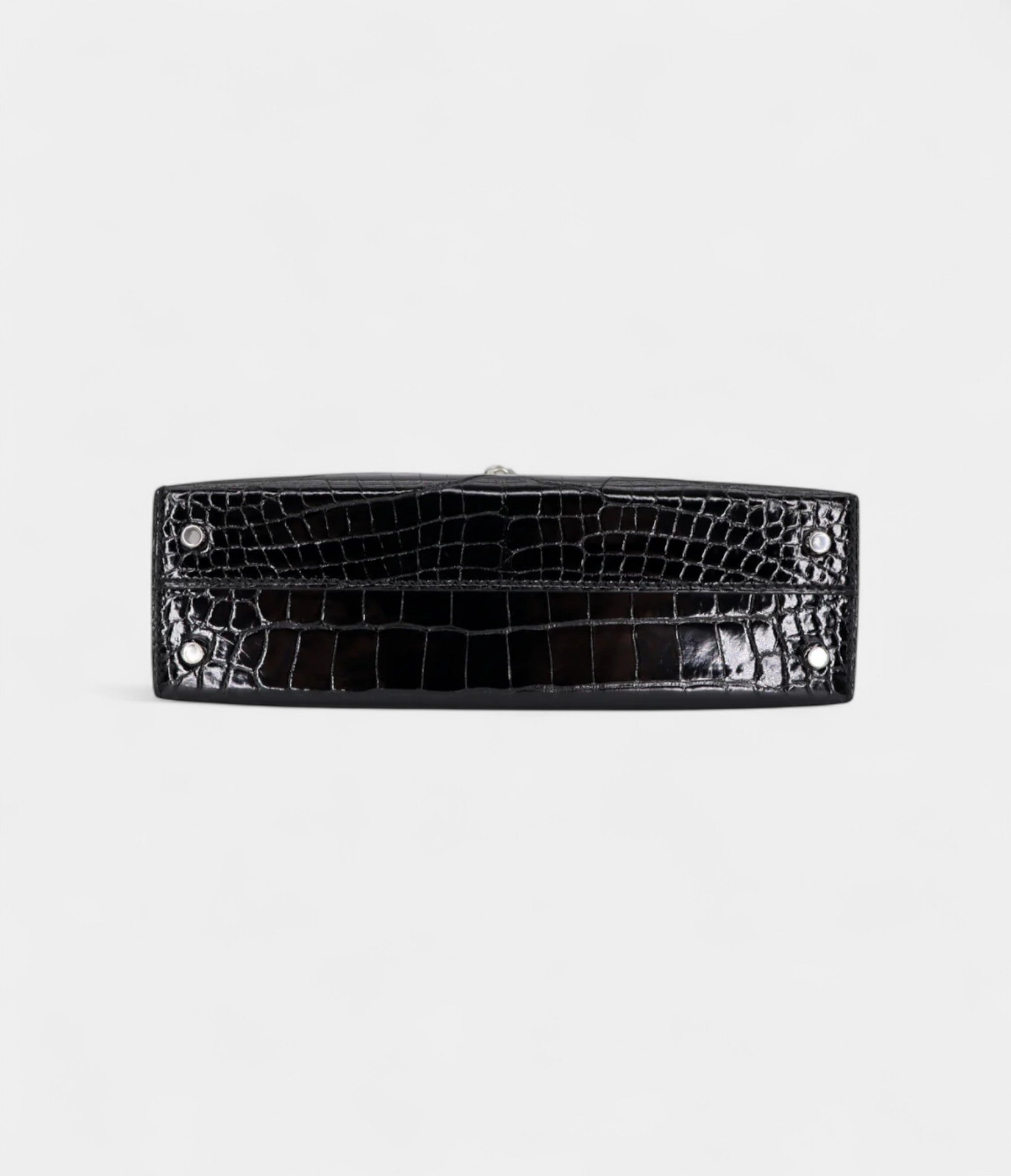HMKelly II Sellier Mini Black Shiny Alligator Palladium Hardware