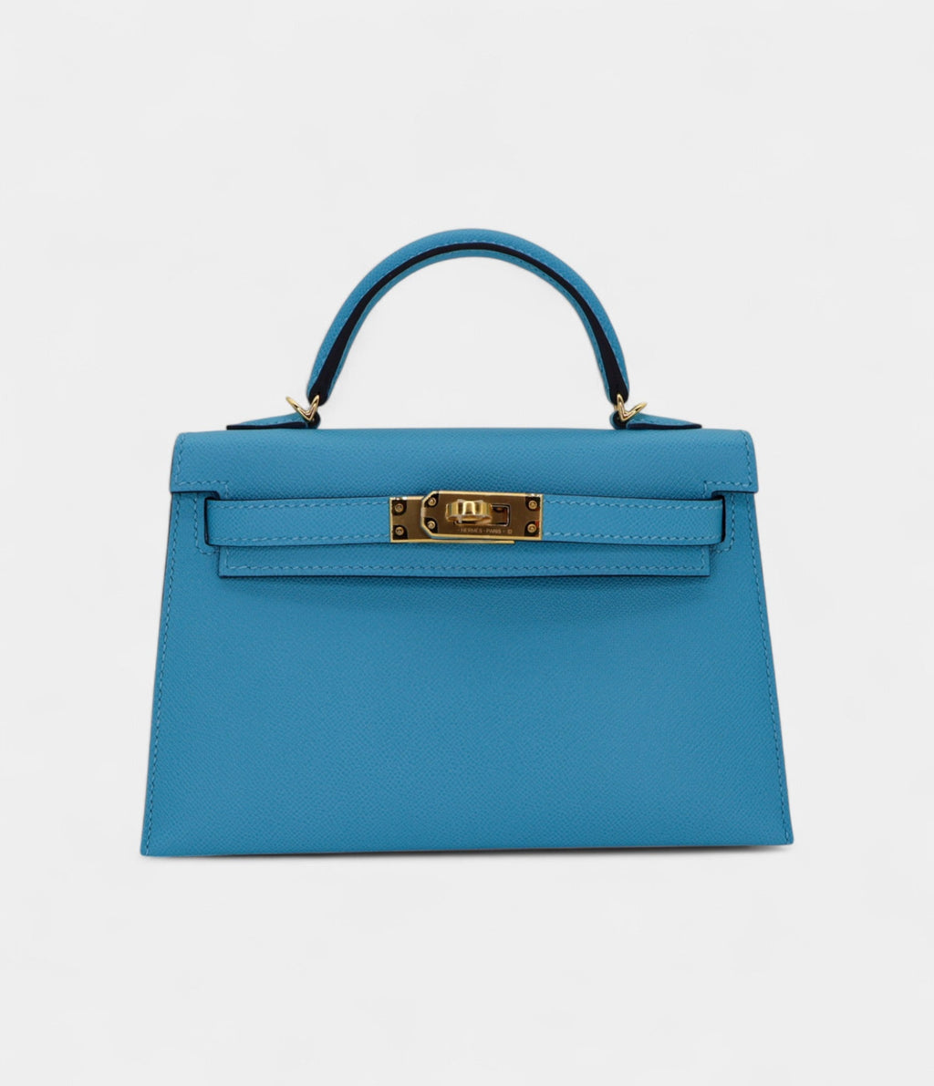 HMKelly II Sellier Mini Bleu Du Nord Madame Gold Hardware