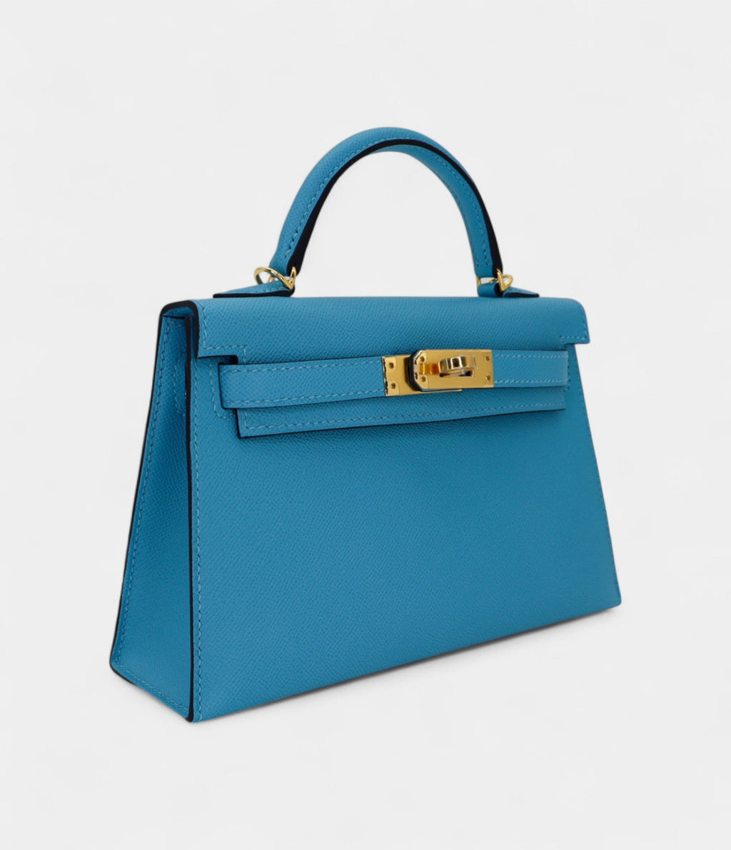 HMKelly II Sellier Mini Bleu Du Nord Madame Gold Hardware