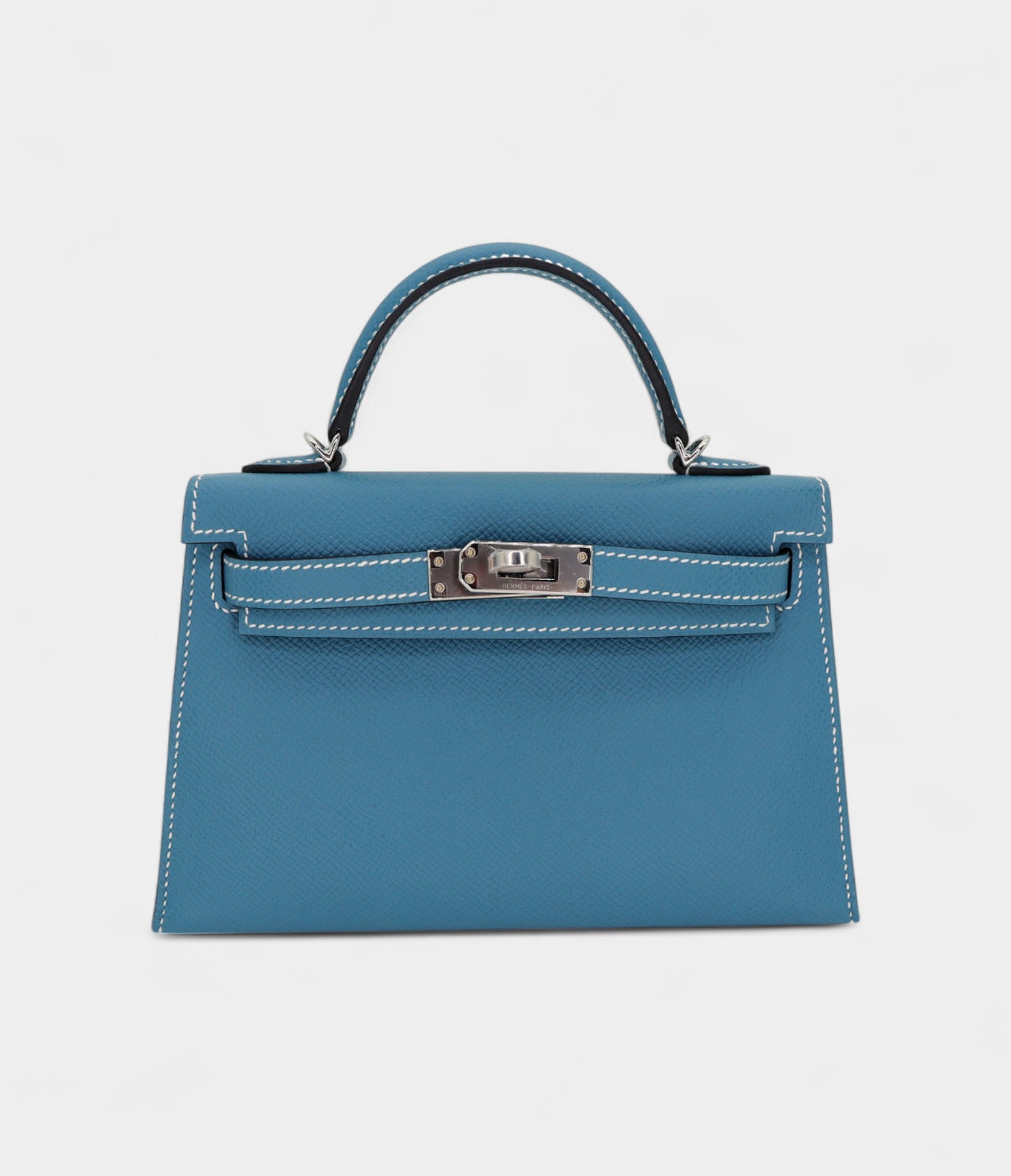 HMKelly II Sellier Mini Bleu Jean Epsom Leather Palladium Hardware