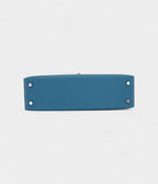 HMKelly II Sellier Mini Bleu Jean Epsom Leather Palladium Hardware