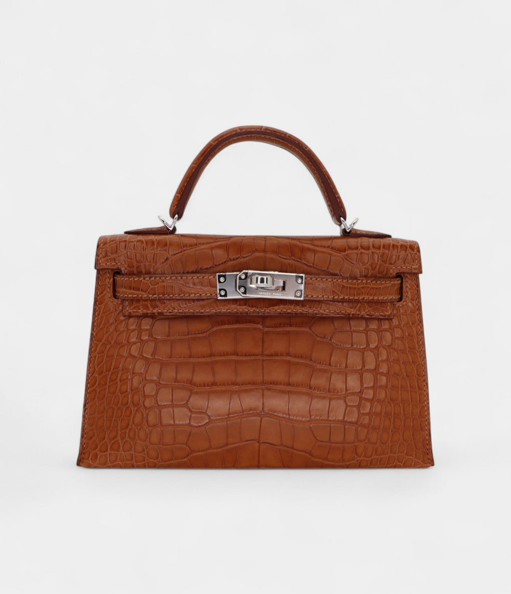 HMKelly II Sellier Mini Gold Matte Alligator Palladium Hardware