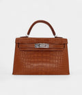 HMKelly II Sellier Mini Gold Matte Alligator Palladium Hardware