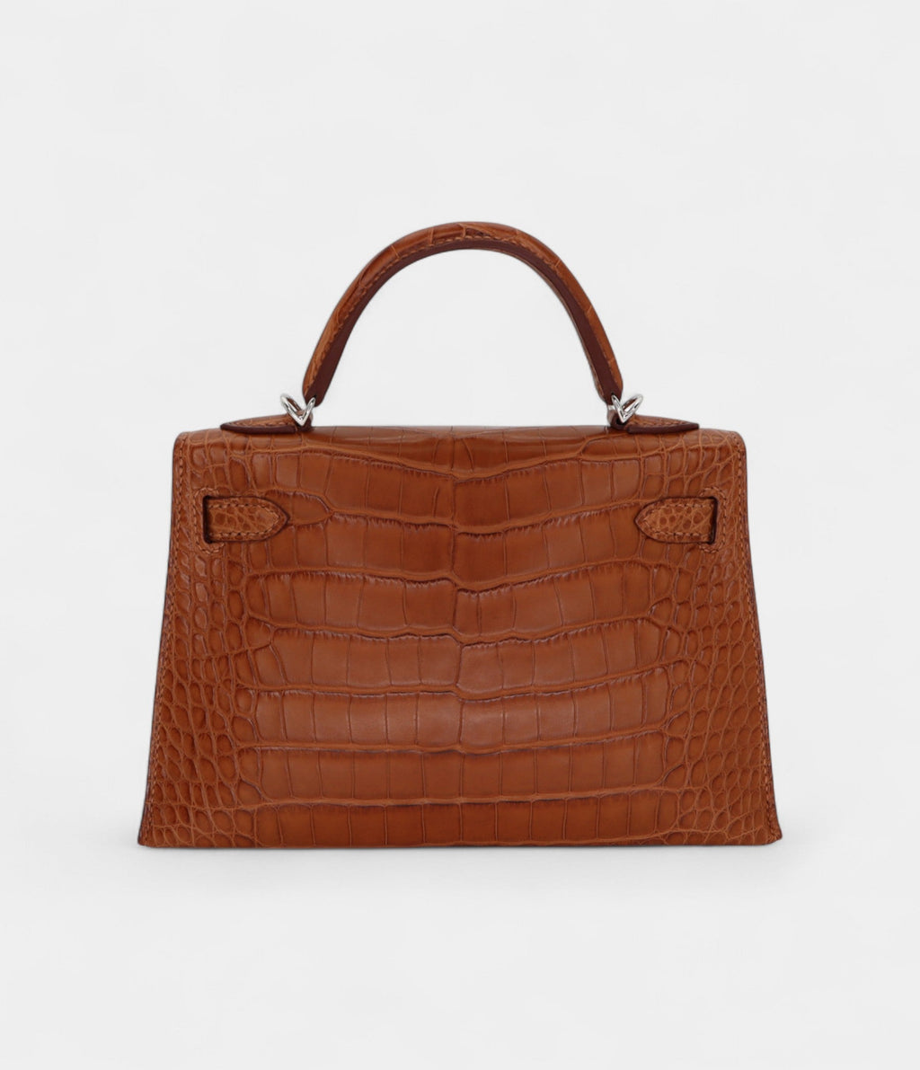 HMKelly II Sellier Mini Gold Matte Alligator Palladium Hardware